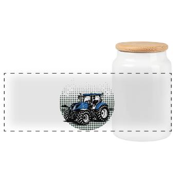 Vie à la ferme – Blue Tractor Vintage Halftone - Boîte à biscuits avec couvercle en bois - blanc - Devant