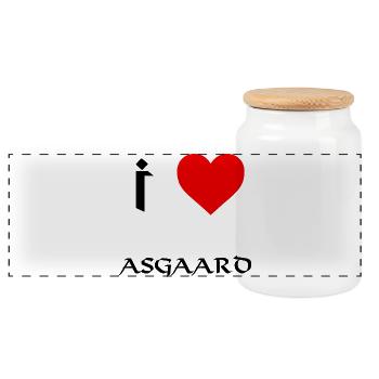 I love Asgaard - Panoramic Cookie Jar with Wooden Lid - white - Front