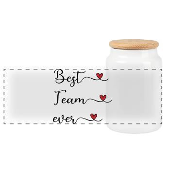 Best Team ever - Panorama Keksdose mit Holzdeckel - Weiß - Vorne
