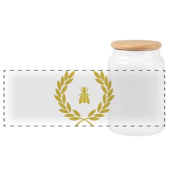 Napoleonische Biene - Panorama Keksdose mit Holzdeckel - Weiß - Vorne