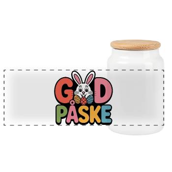 Happy Easter Humor - Panoramic Cookie Jar with Wooden Lid - white - Front
