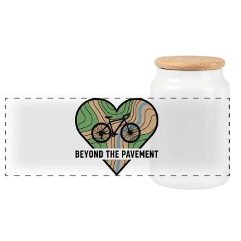 Au-delà du cœur du vélo de gravier sur bitume - Boîte à biscuits avec couvercle en bois - blanc - Devant