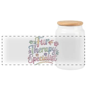 Vet Tech Fur Therapy Specialist Pet Care Tech - Panoramic Cookie Jar with Wooden Lid - white - Front