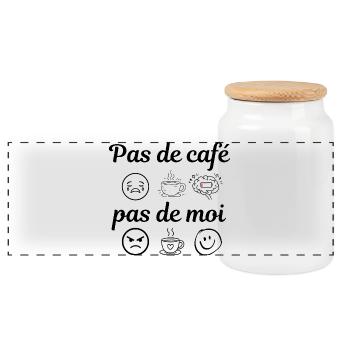 pas de café pas de moi - Boîte à biscuits avec couvercle en bois - blanc - Devant