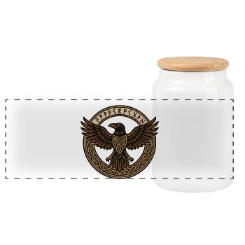 Ravenlord in the Rune Circle - Panoramic Cookie Jar with Wooden Lid - white - Front
