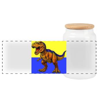 Dinosaurier - Panorama Keksdose mit Holzdeckel - Weiß - Vorne
