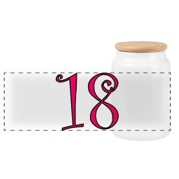 18. 18 JAHRE ALT. 18-JÄHRIGES JUBILÄUM. 18. GEBURTSTAG. - Panorama Keksdose mit Holzdeckel - Weiß - Vorne