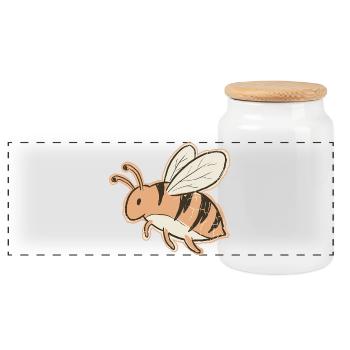 Oranger Cartoon Bienenstreifen Tiger - Panorama Keksdose mit Holzdeckel - Weiß - Vorne