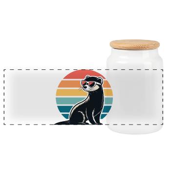 Furet rétro au soleil - Boîte à biscuits avec couvercle en bois - blanc - Devant