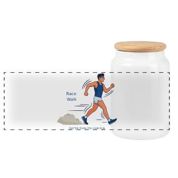 Race Walk - Schneller als du rennen kannst! - Panorama Keksdose mit Holzdeckel - Weiß - Vorne