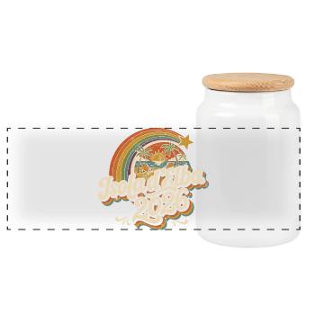 Isola d'Elba 2026 Retro Strand-Logo - Panorama Keksdose mit Holzdeckel - Weiß - Vorne