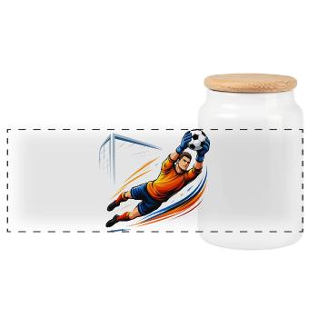 Gardien de but Maillot de gardien de football sauve Soccer - Boîte à biscuits avec couvercle en bois - blanc - Devant