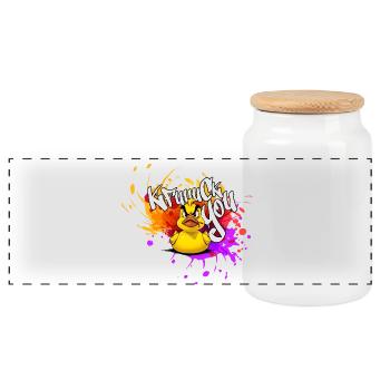 Graffiti Duck: An Explosion of Colors - Panoramic Cookie Jar with Wooden Lid - white - Front