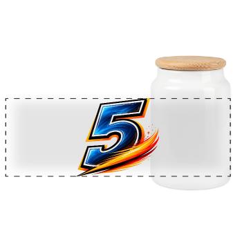 Number 5 Football Shirt Team Player Sport - Panoramic Cookie Jar with Wooden Lid - white - Front