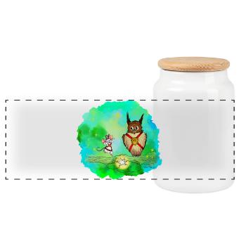 Souris et Hibou Chercheur Stellaire - Boîte à biscuits avec couvercle en bois - blanc - Devant