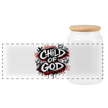Child of God Streetwear - Panoramic Cookie Jar with Wooden Lid - white - Front
