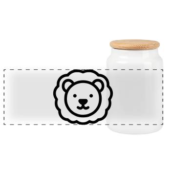 lion - Boîte à biscuits avec couvercle en bois - blanc - Devant