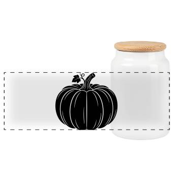 Pumpkin Harvest Silhouette - Panorama Keksdose mit Holzdeckel - Weiß - Vorne