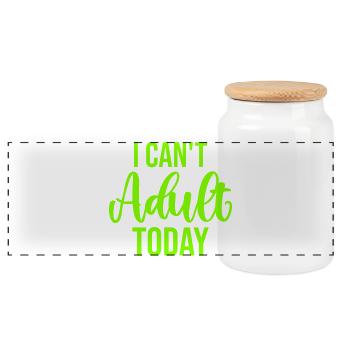 I Can't Adult Today Lustig Erwachsen Spruch Logo - Panorama Keksdose mit Holzdeckel - Weiß - Vorne