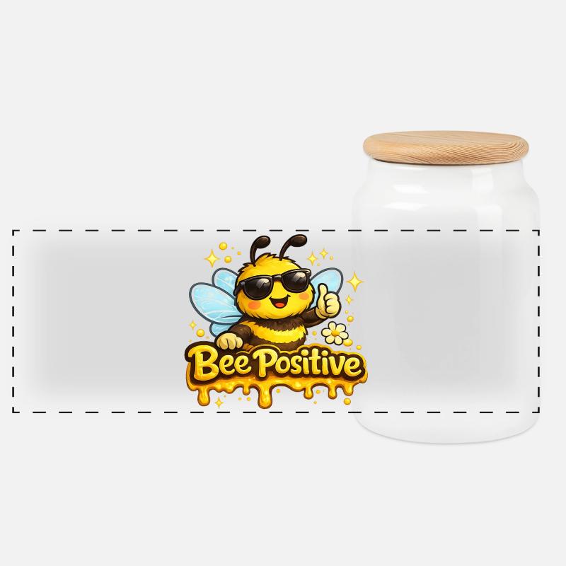 Bee Positiv - Panorama Keksdose mit Holzdeckel - Weiß
