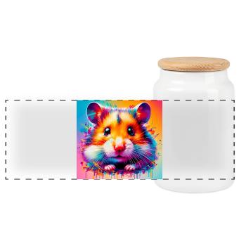 Hamster - Panorama Keksdose mit Holzdeckel - Weiß - Vorne