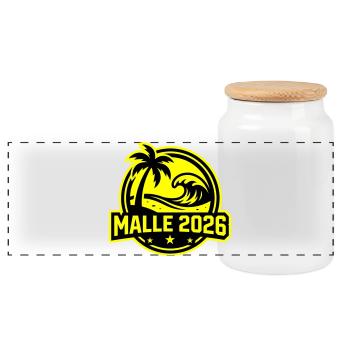 Malle 2026 Beach Palm Trees - Panoramic Cookie Jar with Wooden Lid - white - Front