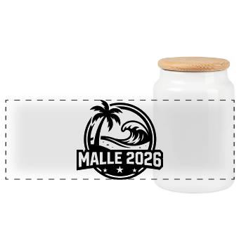 Malle 2026 Beach Palm Trees - Panoramic Cookie Jar with Wooden Lid - white - Front