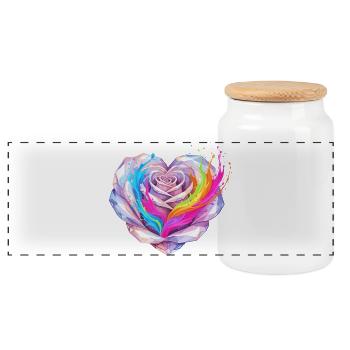 Crystal Heart Rainbow Fusion - Panoramic Cookie Jar with Wooden Lid - white - Front