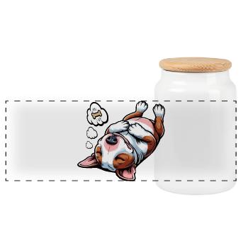 Bull Terrier miniature Bully Bull Terrier Propriétaire - Boîte à biscuits avec couvercle en bois - blanc - Devant
