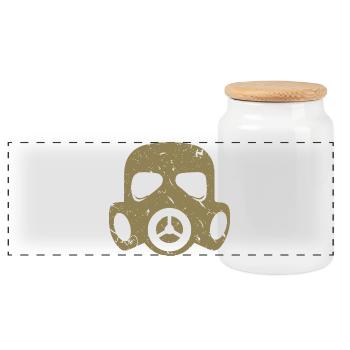 Grunge Gas Mask Nuclear Radioactive Particulate Matter - Panoramic Cookie Jar with Wooden Lid - white - Front