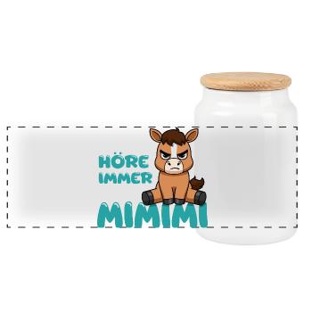 Ich Höre Immer Nur Ein Mimimi Pferd - Panorama Keksdose mit Holzdeckel - Weiß - Vorne