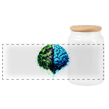 Your brain is at the end of its rope - Panoramic Cookie Jar with Wooden Lid - white - Front