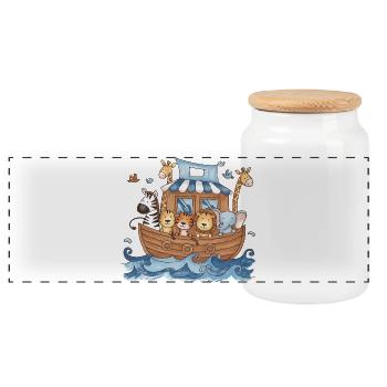 Adorable Arche de Noé : Animaux pour enfants - Boîte à biscuits avec couvercle en bois - blanc - Devant