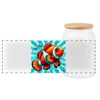 Clownfisch - Panorama Keksdose mit Holzdeckel - Weiß - Vorne