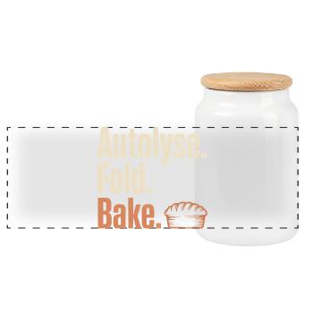 Autolyse Fold Bake Pie Typography - Panoramic Cookie Jar with Wooden Lid - white - Front