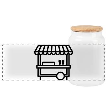 Street food - Panoramic Cookie Jar with Wooden Lid - white - Front