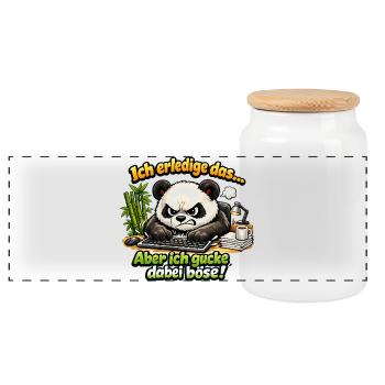 Ich mach das aber ich gucke dabei böse panda - Panorama Keksdose mit Holzdeckel - Weiß - Vorne