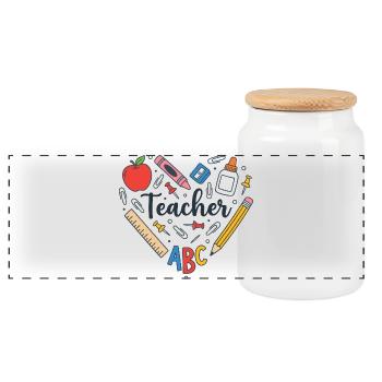 Professeure - Professeur - Boîte à biscuits avec couvercle en bois - blanc - Devant