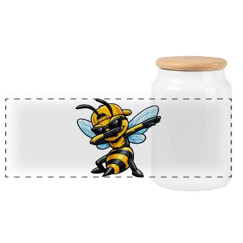 Dabbing Hornet - Panoramic Cookie Jar with Wooden Lid - white - Front