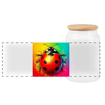coccinelle - Boîte à biscuits avec couvercle en bois - blanc - Devant