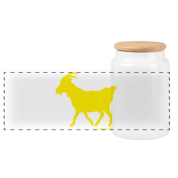 Chèvre GOAT bouc émissaire jaune - Boîte à biscuits avec couvercle en bois - blanc - Devant