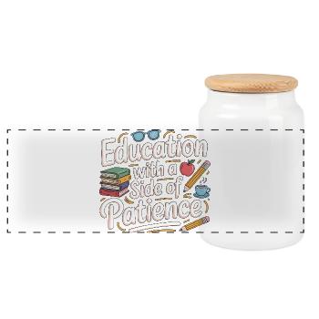 School Teacher Education With A Teaching Career - Panoramic Cookie Jar with Wooden Lid - white - Front