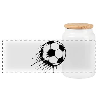 Football Action Graffiti - Panoramic Cookie Jar with Wooden Lid - white - Front