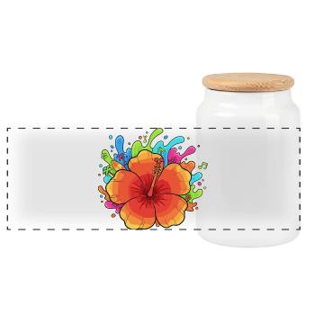 Hibiscus Splash Couleurs tropicales - Boîte à biscuits avec couvercle en bois - blanc - Devant