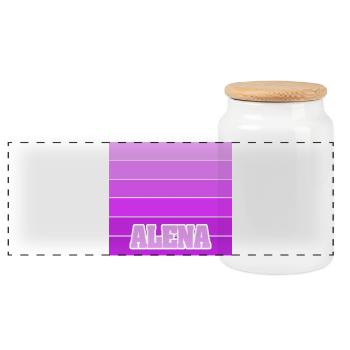 Alena - Panoramic Cookie Jar with Wooden Lid - white - Front