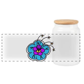 Fleur bleue motif floral fleur rétro - Boîte à biscuits avec couvercle en bois - blanc - Devant