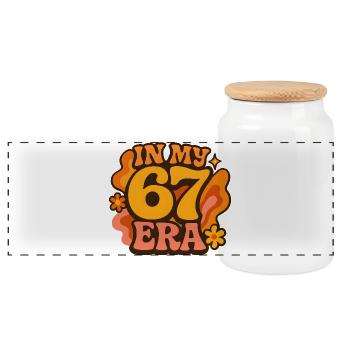 In My 67 Era Italian Brainrot Humor Geburtstag - Panorama Keksdose mit Holzdeckel - Weiß - Vorne