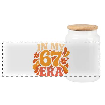 In My 67 Era Italian Brainrot Humor Geburtstag - Panorama Keksdose mit Holzdeckel - Weiß - Vorne