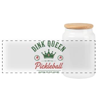 Pickleball Dink Queen Reine de la Cour drôle - Boîte à biscuits avec couvercle en bois - blanc - Devant