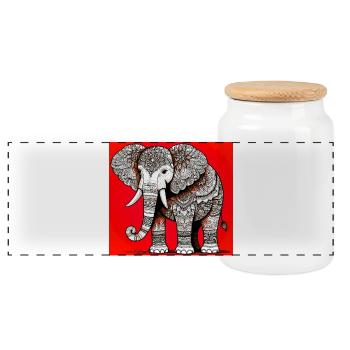 Elefant - Panorama Keksdose mit Holzdeckel - Weiß - Vorne